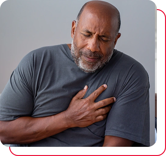 Older man having chest pains