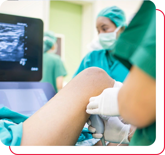 .Doctor doing the peripheral nerve block under ultrasound guidance before operate on patient